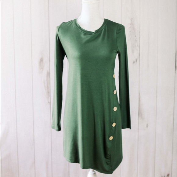 The Melanie Tunic- olive tunic with button detail - Picture 2 of 8